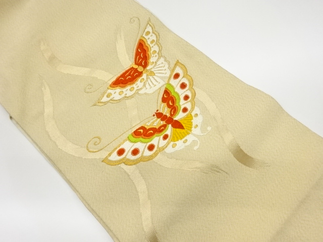 JAPANESE KIMONO / VINTAGE NAGOYA OBI / WOVEN BUTTERFLY & TATEWAKU PATTERN